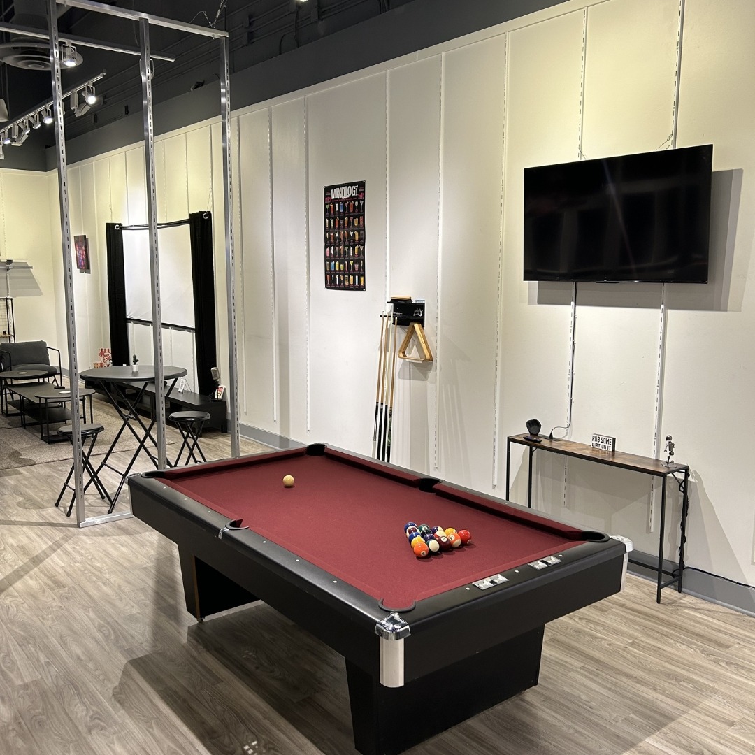 The pool table in the games and lounge area